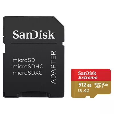 SanDisk 32GB 64GB 128GB 256GB 512GB 1TB Extreme Micro SD (SDHC) Card U3 V30 A2 • £10.80