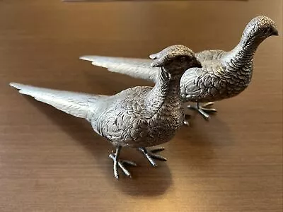 QUALITY Marshall Field & Co SOLID STERLING SILVER PHEASANTS Statues 605 Grams • £736.37
