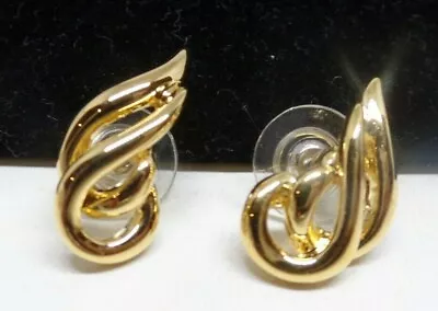 Clearancegorgeous Vintage High Shine Gold Swirl Pierced Earrings! New Old Stock! • $6