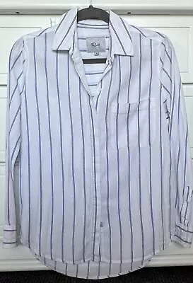 Rails Women’s Hayden Blue Cannon Stripe Button Down Shirt Top White Pinstripe S • $15