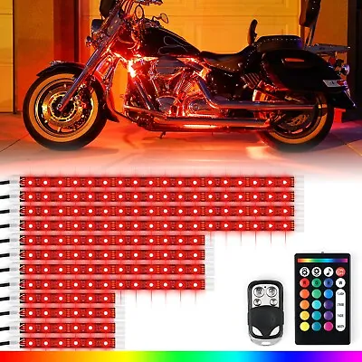 Motorcycle RGB LED Strip Light Under Glow Neon Kit Bluetooth APP Control-12 PCS • $39.99