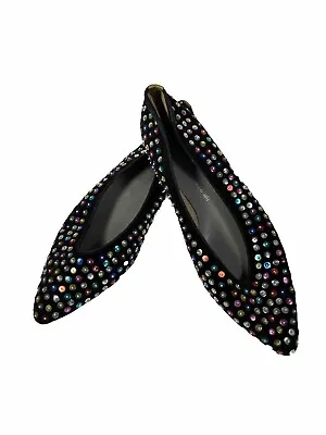 Women Ballet Flat Shoes Multi-color Sequin Pointed Toe Sz 5 Toe To Heel 9  Vtg • $23.87