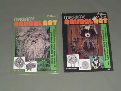 2 Vintage Macrame Animal Art Books Patterns Volumes 1 & 2 Susan Shwartz 1970s • $7.50