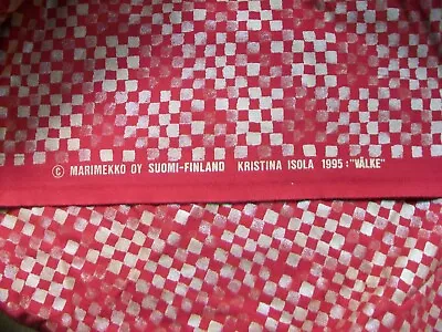 Marimekko Valke Red & Gold Check 2 Pcs Decorator Fabric Remnants Finland • $27.50