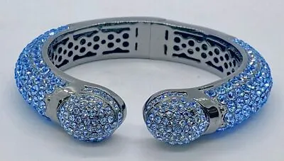 HSN Joan Boyce Hematite Tone  Kissable  Pave Blue Crystal Cuff Bracelet • $99.99
