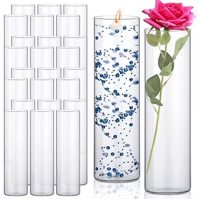 24 Pack Glass Cylinder Vases Bulk Clear Flower Vase Floating Candle Holders... • $293.18
