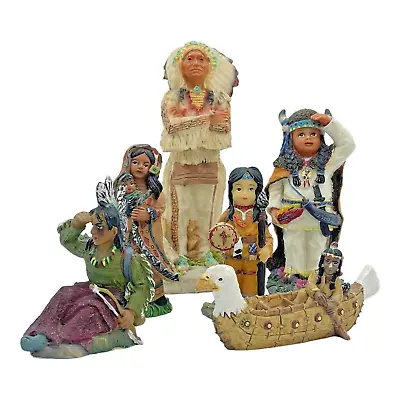 Vintage K's Collection 6 Native American Resin Figurines Children Adult Chief • $21.11