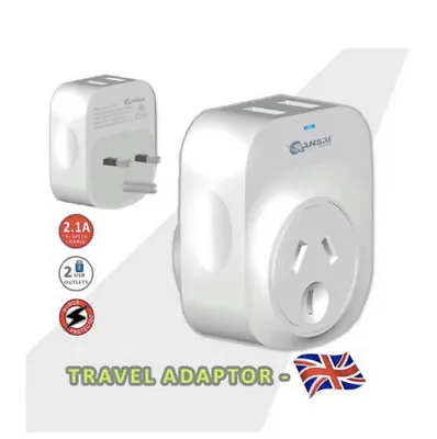 Travel Adapter 2 USB Outlets Power Socket To Plug Australia To UK Singapore HK • $29.95