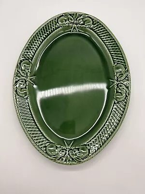 Vintage Bordallo Pinheiro Rabbit Platter Majolica Glazed Green 15.5in Oval READ • $21.95