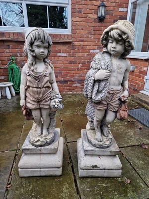 £240 • Buy Henri Studio Stone Statues Boy And Girl 39  Tall