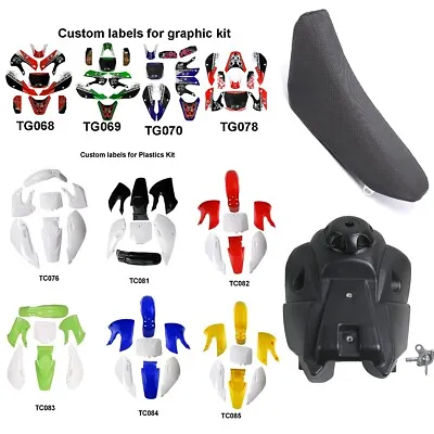 Plastics Kit /Graphics/ Seat/ Tank For Kawasaki KLX110 KX65 110cc 125 140 150cc • $31.86