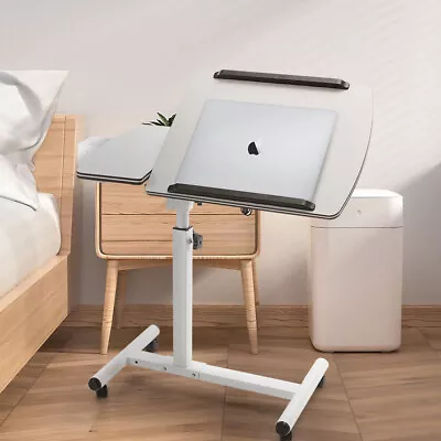 Mobile Adjustable Laptop Stand Computer Table Tray W/Cooling Fan&Pen Holder • £28.95