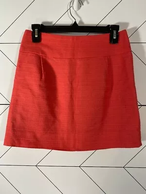 J Crew Mini Skirt Orange Lined 100% Cotton Size 0 Excellent Condition • $11.99