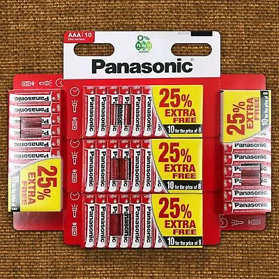 50 X AAA Genuine PANASONIC Zinc Carbon Batteries LR03 1.5V MN2400 Longest Expiry • £8.99