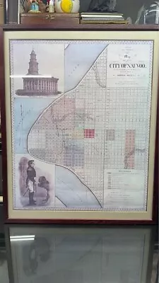 Framed Map Of Nauvoo Il Joseph Smith Lds Reproduction Old Map Rare • $249