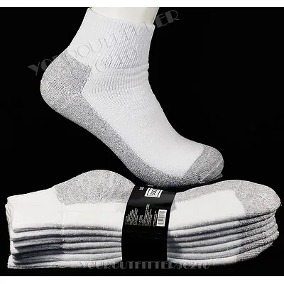 9-11 10-13  Men's Athletic Heavy Weight Cotton Ankle Socks Bottom Gray 4 Pairs • $12.99