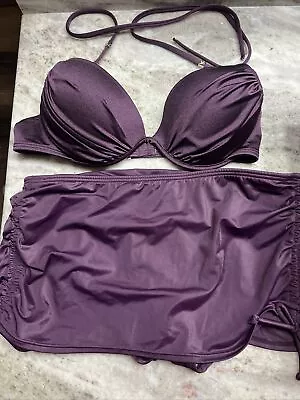 Victoria Secret BOMBSHELL HIGH WAIST BIKINI SKIRT SWIM SUIT Purple Small • $25