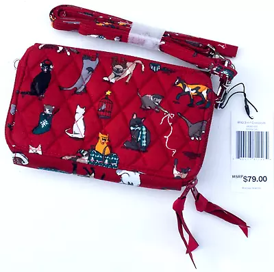 Vera Bradley RFID 3-in-1 Crossbody Wristlet Bag Purse In Holiday Cats.  NWT • $42.49
