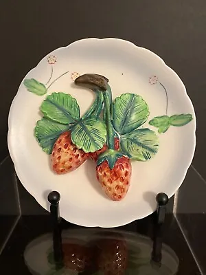 Lefton Japan 3D Strawberry Mini Wall Plate Vintage Porcelain • $10.50