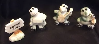 Vintage Bone China Miniature Frog Ragtime Band - 4 Piece Set - Taiwan • $25