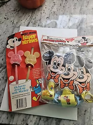 Lot Of Vintage Disney Mickey Mouse Birthday Party Favors Straws Paper Cut-Outs • $20