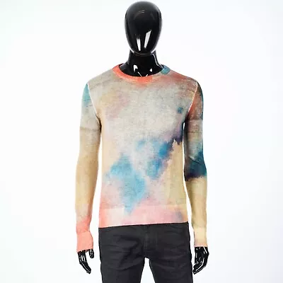 SAINT LAURENT PARIS 950$ Knit Sweater With An All-Over Watercolor Print • $332.50