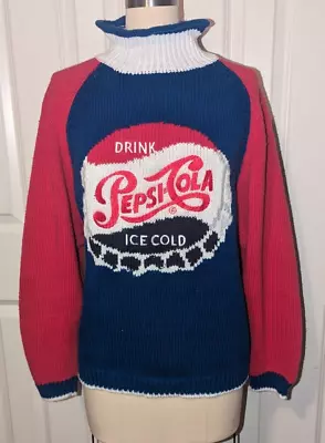 Pepsi Cola Vintage Trademarks By Eagle's Eye Pullover Sweater Size XL Red Blue • $39.95