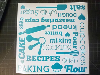 Kitchenaid Mixer Decal Wrap 8  X 8  Sheet Baking Subway Words Professional Vinyl • $14.99