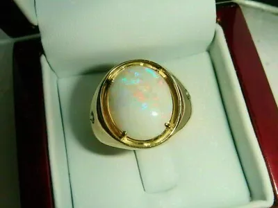 3 Ct Oval Cut Simulated Fire Opal Wedding Men's Ring 14K Yellow Gold Plated • $125.55