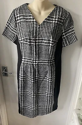 Tu Dogtooth Print Illusion Wiggle Dress Size 16 Mod Mad Men Plus Size • £13.99