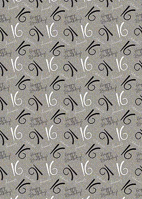 2 Sheets 16th Birthday Grey Wrapping Paper 16 Unisex Hooray Celebrate (PA-W254) • £2.49