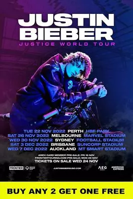 $14.50 • Buy JUSTIN BIEBER 2022  Laminated Australian Tour Poster FREE POSTAGE