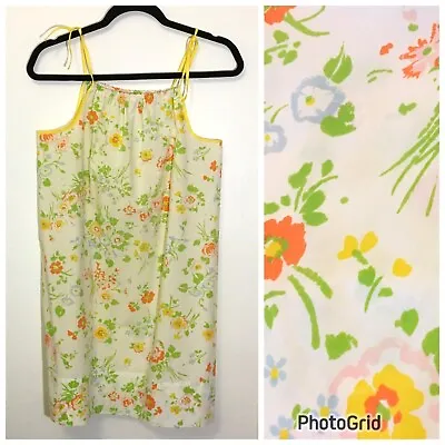 Vintage 60s 70s Pillowcase Mini Dress Floral Sundress Summer Retro Boho Shift • $28