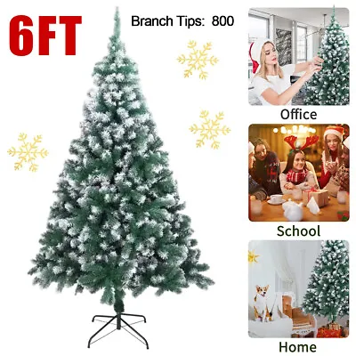 1.8M 6FT Artificial Christmas Tree Bushy White Snow Xmas Decor +45CM Metal Stand • $36.99