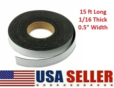 1/16 Thick Adhesive Magnetic Roll - 0.5  Wide X 15ft Magnet Strip Roll • $8.95