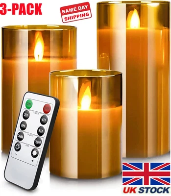 £3.99 • Buy 3Set Flickering LED Candles Real Wax Battery Powered Lights Remote Control Lamps
