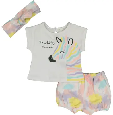 Multicoloured Baby Girl/Toddler Zebra Three Piece Set Ages 12 & 18 Months • £15