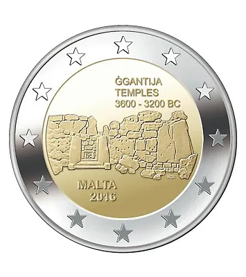 2016 Malta GGANTIJA Temple Uncirculated 2 Euro Commemorative Coin • $7.50