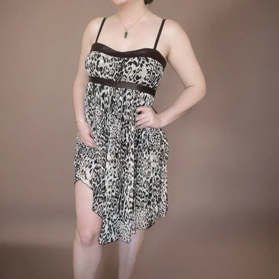 $25 • Buy Y2K Vintage Valley Girl Leopard Print Mini Dress