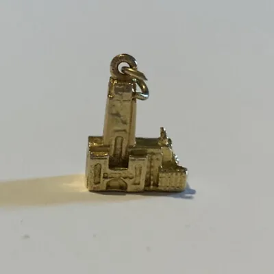 Heavy Solid 9ct Gold CHURCH Shaped Charm With Open Jump Ring • £112.50