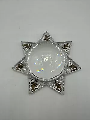 Antique 7 Point Star Shaped Goofus Glass Dome Magnifying Paperweight • $34.95