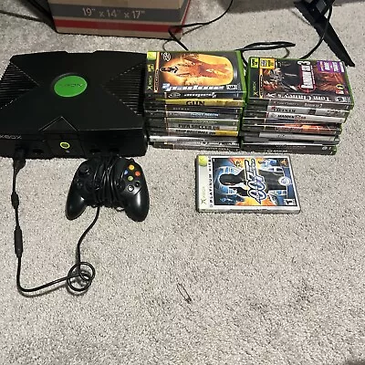 Microsoft Original Xbox Console Bundle Lot: 20 Games 1 Controller Tray Stick • $124.99