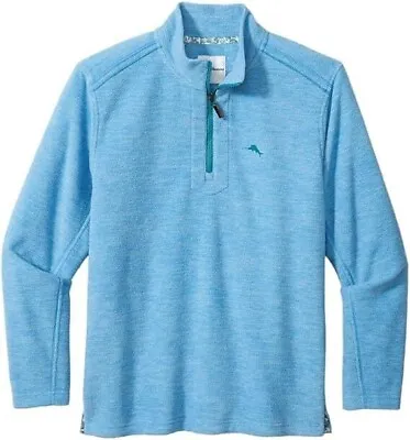 Tommy Bahama Summit Peak Fleece Half Zip Infinity Pool Blue Men's SZ S • $42.49