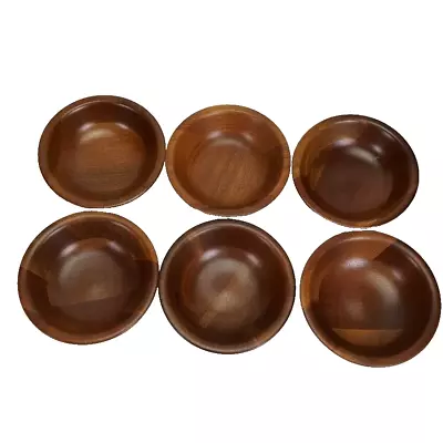 Ozark Walnutware Six Walnut Salad Bowls 6  Native Wood Solid Products Set Lot 6 • $33.77