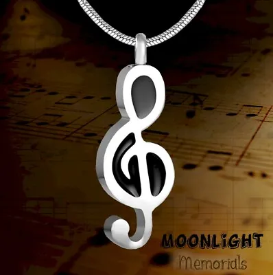 New Musical Note Music Cremation Urn Keepsake Ashes Memorial Necklace • $13.95