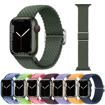 $5.49 • Buy For Apple Watch Series 8/6/5/4/3/2/7 SE Nylon Braided Strap Band Stretch Elastic