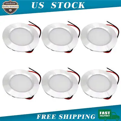 6Pcs Silver 12 Volt 3w Interior For RV Marine LED Recessed Ceiling Lights White • $16.96