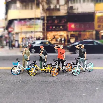 £15.47 • Buy 1:64 Scale Miniature Model Characters W/ Bicycle Road DIY Projects Ornament