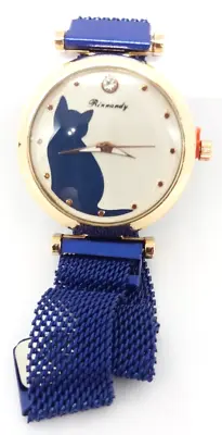 Cat Watch Animal Figures Blue Metal Magnetic Clasp Wrist Strap UK • £19.93