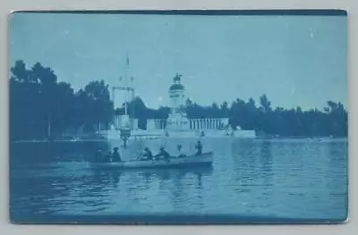 New York City Tourists In MADRID Rowboat RPPC Antique Spain Cyanotype Photo 1913 • $17.99